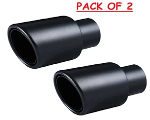 Pack of 2 Weld On Double Wall Exhaust Tip Blcak 2.25" Inlet x 3.5"OD x 6.25"L - Picture 1 of 6