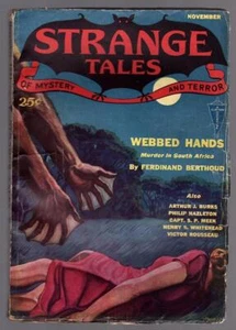 Strange Tales Nov 1931 Classic Wesso CVR of Webbed Hands - Zellstoff - Bild 1 von 2