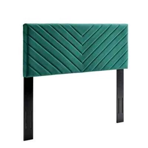 Alyson Angular Channel Tufted Performance Velvet Twin Headboard in Teal - Picture 1 of 8
