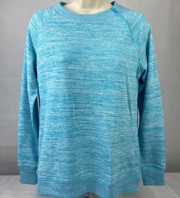 Suéter Pullover Tejido Gerry para Mujer 1/4 Cremallera Lateral Cuello Redondo, Talla Pequeña, Azul Foto 1 de 4