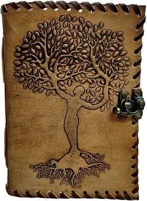 New Handmade Tree Embossed Leather Journal 7x5 Blank Pages Tanned Color - Image 1 of 4
