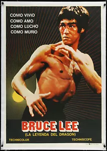 Vintage BRUCE LEE THE DRAGON STORY Original Spanish LINEN BACKED Poster RARE 77' - Picture 1 of 1