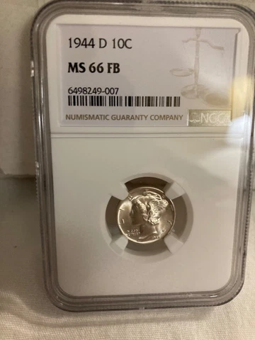 1944 D Mercury Dime NGC MS 66 FB Cover