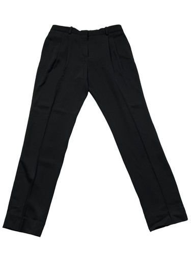 Celine abito donna nero plissettato davanti gamba affusolata pantaloni taglia 8 (US) 40 (FR)