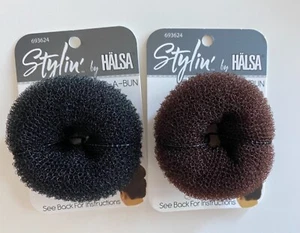 New Black OR Brown Hair Bun Donut Ring French Rolls Gymnastics size Small NEW - Picture 1 of 4
