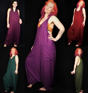 Harem Dungarees Hippie Bohemian Baggy Plain Jumpsuit - Brand New by Bare Canvas - Picture 1 of 79