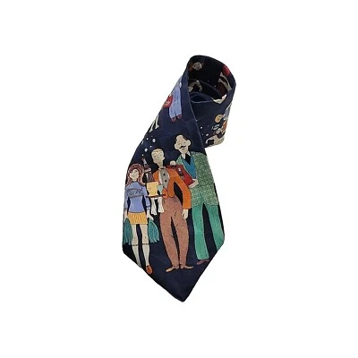 Coca Cola Tie Soda People Necktie 58" x 3.75" 100% Silk Multicolor Vintage Joba - Image 1 of 4