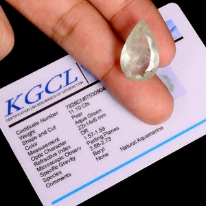 Certified 11.10 Ct. Natural AAA Aquamarine Untreated Pear Faceted Loose Gemstone - Picture 1 of 9