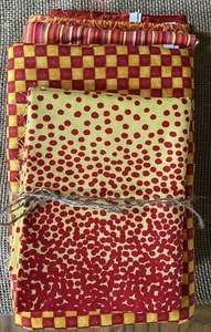 Lotto di 6 Stravaganti Tessuti Trapuntati Batik Marmooso Arancione Giallo 7 1/4 iarde - Foto 1 di 13
