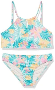 NWT Billabong Girls' Mermaid Feels High Neck Set Two Piece, Light Lagoon, Size 6 - Picture 1 of 1
