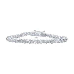 Sterling Silver Womens Round Diamond Tennis Bracelet 1/4 Cttw - Picture 1 of 2