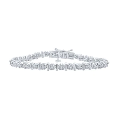 Brazalete de tenis de diamantes redondos de plata de ley para mujer de 1/4 Cttw Foto 1 de 2