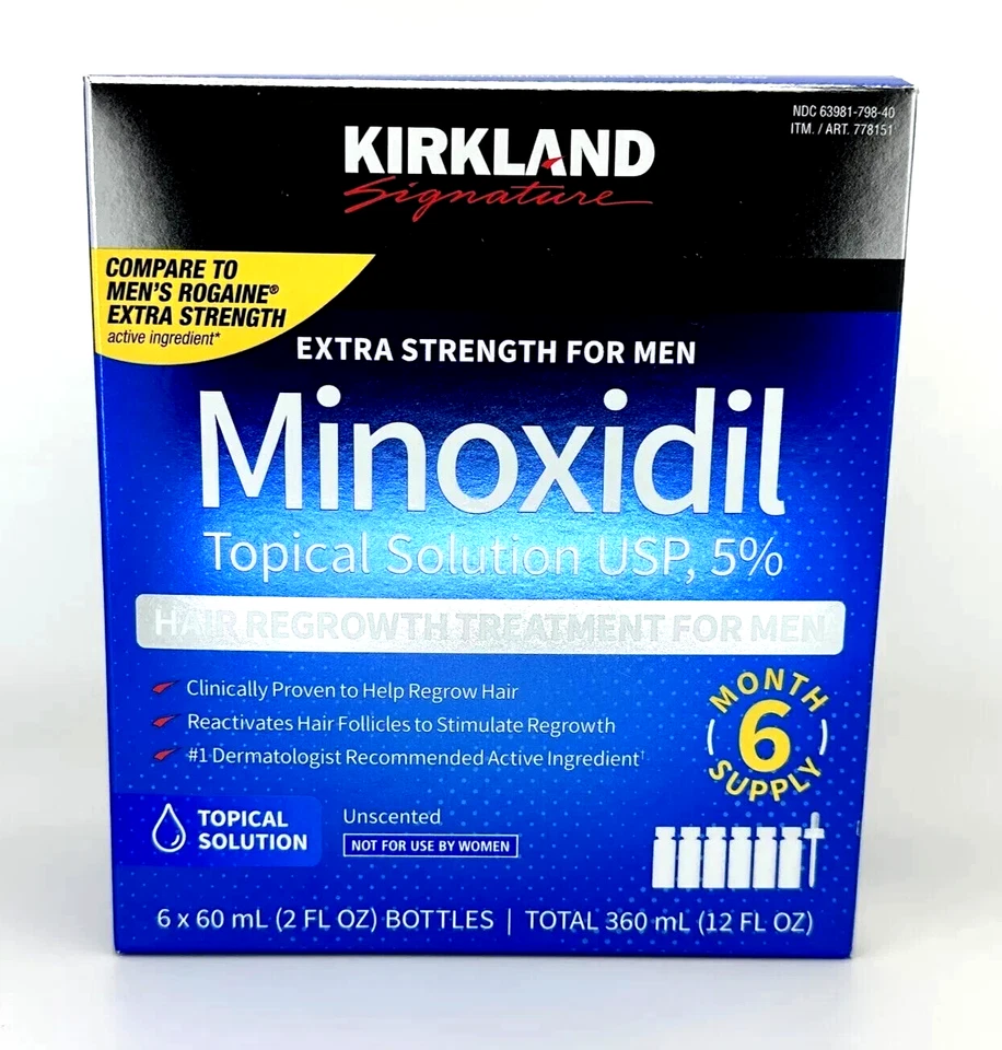 Kirkland Signature Minoxidil 5% Men Hair Regrowth Solution 6 Month Bottles - Image 1 of 1