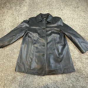 Mossimo Leather Jacket Women's (XL) 16W Black Button Up Coat With Pockets Biker - Picture 1 of 10