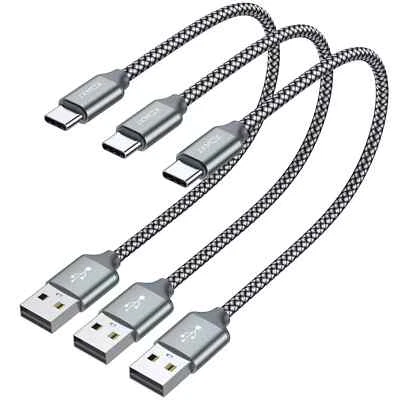 Short USB C Cable (1ft 3-Pack) USB A to Type-C Charger Cord 3.1A Fast C... - Image 1 of 4
