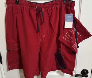 NWT Men's Red St. John's Bay Water Gear Packable Swim Trunks & Wet Bag Size 2X - Picture 1 of 8