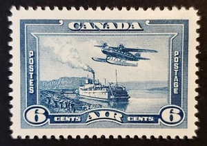 Stamps Canada mint: C6 6c blue Air mail Monoplane VF Mint very lightly hinged - Picture 1 of 1