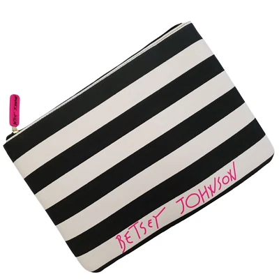 Betsey Johnson iPad Tablet Maquillaje Multiusos Bolsa Bolsa 12"x8.5" Negro Blanco Foto 1 de 4