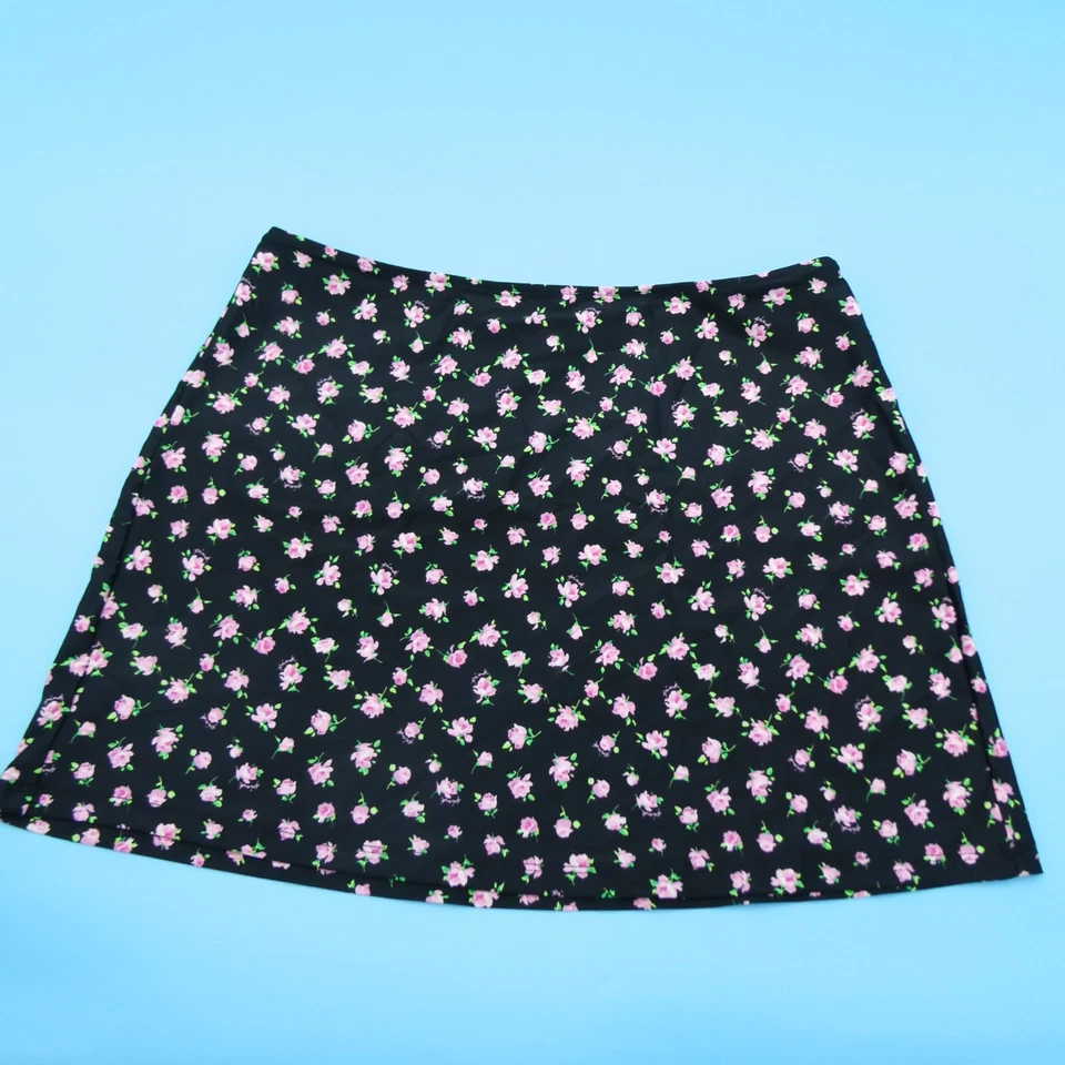 Victoria Secret Medium Black Floral Swim Skirt Cover Up Bikini Bottom Swimwear - Image 1 of 4