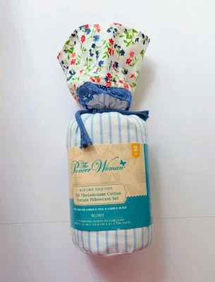 The Pioneer Woman Wildflower Tossed Stripe Pillowcase Set King 300 Thread Count  - Image 1 of 4