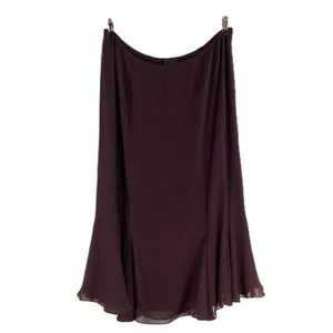 Frank Usher Plum Purple Mesh Layered Flared Pleat Midi Skirt UK 18 - Picture 1 of 4