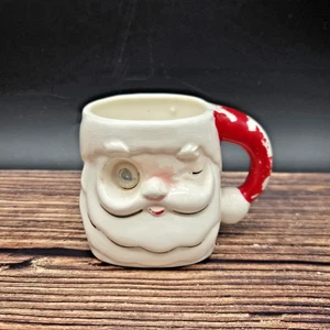 Winking Santa Mug Ceramic Lenticular Eye Vintage Christmas Japan - Picture 1 of 8