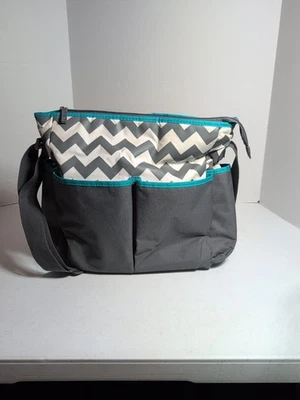 Unbranded Diaper Bag Tote Gray W/ Chevron Stripes, Very Clean - Image 1 of 4