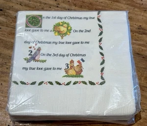 Vintage 24-Pack COLONIAL CAPE COD NAPKINS “12 Days of CHRISTMAS” White 5” NEW - Picture 1 of 4