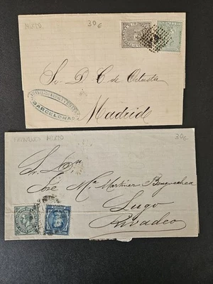 Lote formado por dos cartas antiguas circuladas, cada una con su manuscrito  - Imagen 1 de 4