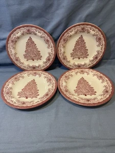 Weihnachten Salat Brot Dessert Teller Stafforshire Gravuren Yuletide Rot Neu - Bild 1 von 12