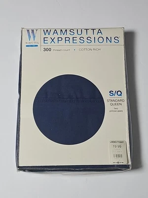 Fundas de almohada Wamsutta AZUL estándar tamaño queen expresiones 300TC NUEVAS EN PAQUETE Foto 1 de 2