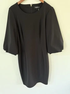 DKNY Etuikleid Ballonärmel schwarz Größe 10 Cocktail knielang Karriere - Bild 1 von 12
