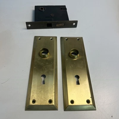 Juego de cerraduras de puerta interior vintage Elgin 5650 llave esqueleto latón opaco Sears Roebuck Foto 1 de 4