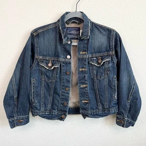 Levi's Denim Trucker Jacket Kid's Small 6/7 Cotton Dark Wash Classic Casual - Picture 1 of 5