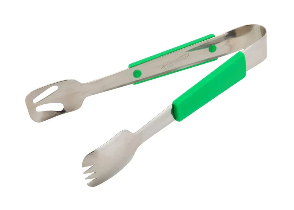 Green Serving Tongs Food Colour Coded Cooking Buffet 9' Vegetarian Steel Genware - Image 1 of 1