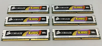 Corsair 6x2GB (12GB) XMS3 TR3X6G1600C9 DDR3 Desktop RAM *WORKS* - Image 1 of 2