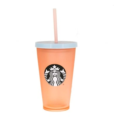Vaso de pajita Starbucks mate melocotón estampado floral logotipo de sirena taza fría 16 OZ Foto 1 de 4
