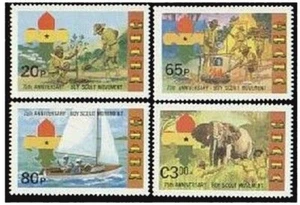 Ghana 794-797, MNH. Michel 940-943. Scouting Year 1982, Sailing boat, Elephant. - Picture 1 of 1