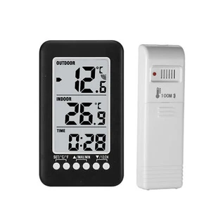 Indoor/Outdoor LCD Digital Thermometer Clock Temperature With Transmitter Y6R8 - Picture 1 of 9