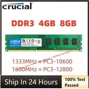 CRUCIAL DDR3 4GB 8GB 1333 1600 1866 Desktop RAM Memory DIMM 240pins DDR3 16GB 32 - Picture 1 of 7