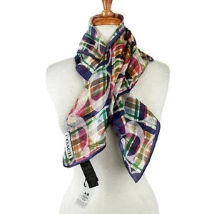 Coach Lightweight Scarf, Daisy Madras, Women's 26x26, Neck or Head Wrap F83511  - Picture 1 of 7