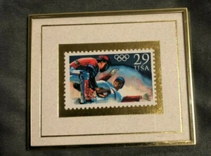 Estampilla de béisbol olímpica de Hanford Heirlooms, Inc. 1992 edición limitada enmarcada .29 - Imagen 1 de 3