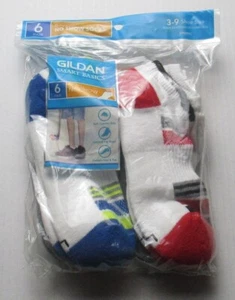 New Boys Size L 3-9 Shoe Size Gildan 6 Pair No Show Socks - Picture 1 of 2