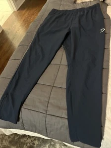 Gymshark Pants Mens Large Blue Tapered Ankle Zip Track Joggers Athletic 1635 - Picture 1 of 13