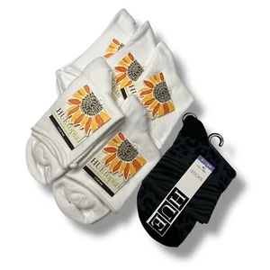 Hue White Roll Top Socks One Size Fits Most 5 Pair With Black Animal Print - Picture 1 of 3