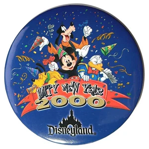 Vintage Disneyland Pinback Button Happy New Year 2000 Mickey and the Gang - Picture 1 of 1
