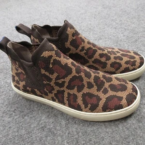 Rothys Shoes Womens 7.5 Brown Wildcat Chelsea High Top Knit Leopard Print Boots - Picture 1 of 13