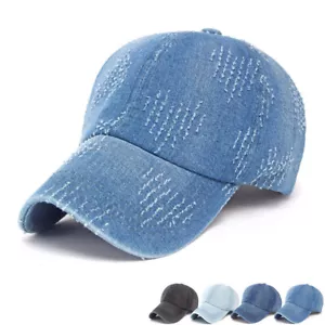 Men Distressed Cabbie Trucker Baseball Cap Demin Adjustable Duckbill Driver Hat - Picture 1 of 10