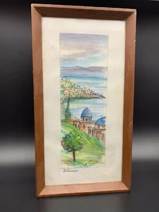 Painting Sea Of Galilee Vintage Holy Land Signed & Framed Wood Glass Cover ⭐ - Picture 1 of 8