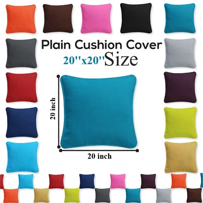 Cushion Covers 100% Cotton Plain Dyed Pipe Edge Zip Washable Multi Color 20x20'' - Image 1 of 4